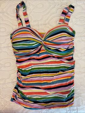 Anne Cole Womens Multicolor Striped Tankini